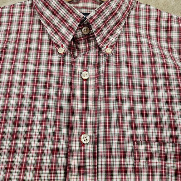 Lands' End Oxford Shirt Button-Down Red/White Plaid Men's Size XL/T 17 - 17.5 - Picture 8 of 10